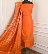 Silk Orange Unstitched Suit